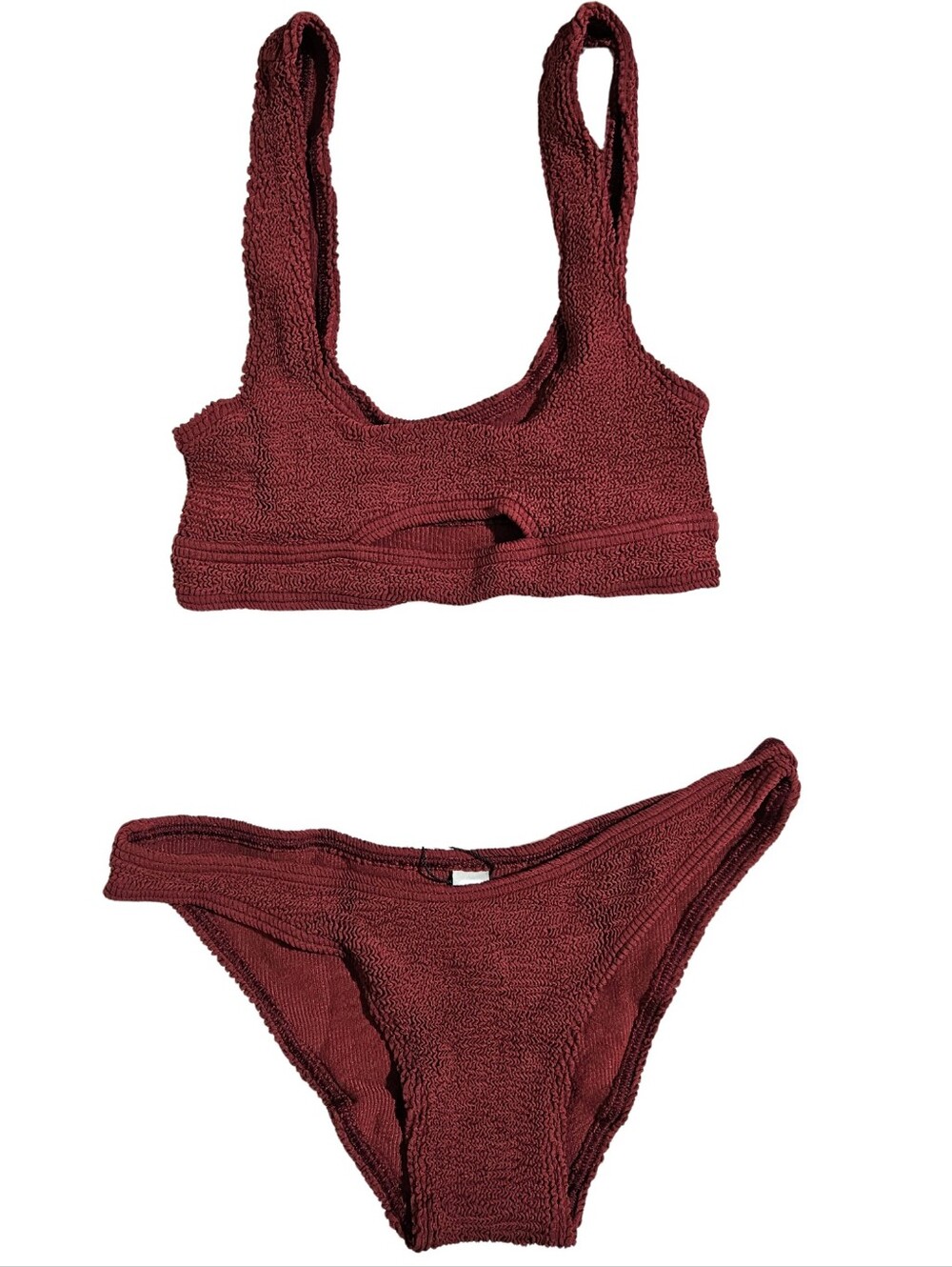 Bond-Eye Bikini Set Sasha Crop & Sign Brief Swimsuit Carmine One Size NWT
